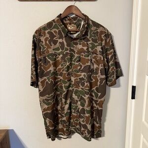 Drake Shirt Mens L Short Sleeve Button Vented Duck Camo